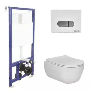 Комплект инсталляции Berges NOVUM 047237, с кнопкой, с унитазом, с сидением, цвет белый