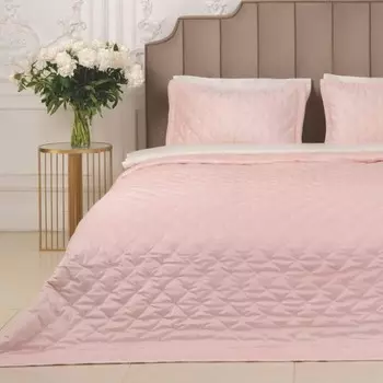 Комплект из покрывала и наволочек, размер 250х260 см, 50х70 см+5 см - 2 шт, цвет розовый