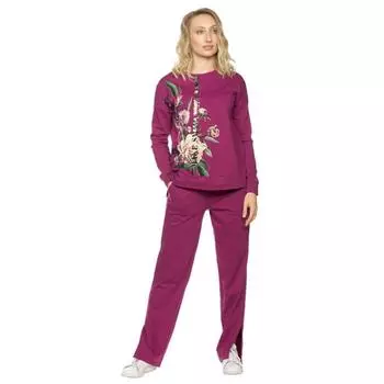 Комплект из свитшота и брюк женский, размер L, цвет пурпурный