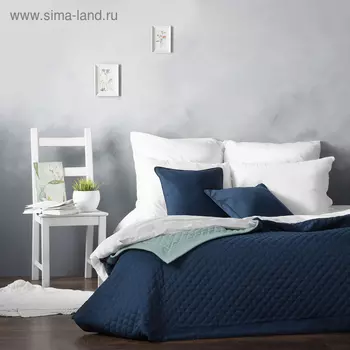 Комплект «Каспиан»: покрывало 230 х 250 см, наволочки 45 х 45 см - 2 шт, синий