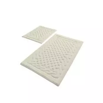 Комплект ковриков для ванной BAMBI , 2 шт, размер 60 х 100 см и 60 х 50 см, хлопок, цвет экрю