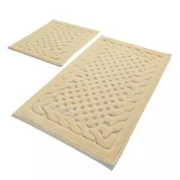 Комплект ковриков для ванной STONE, 2 шт, размер 60 х 100 см и 60 х 50 см, хлопок, цвет бежевый