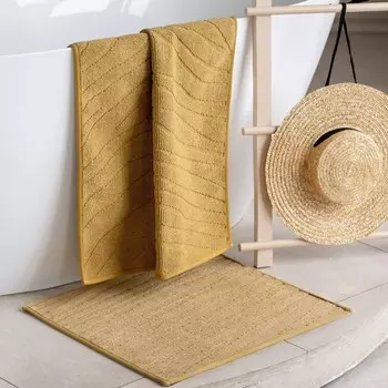 Комплект ковриков для ванны «Орта», размер 60х100 см,50х60 см, цвет горчичный