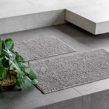 Комплект ковриков для ванны «Памп», размер 60х100 см,50х60 см, цвет тёмно-серый