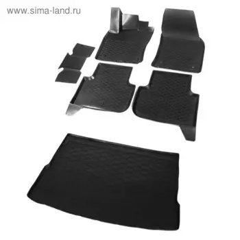 Комплект ковриков салона и багажника RIVAL, Volkswagen Tiguan 2016-н.в., ровный пол багажника, K15805006-5