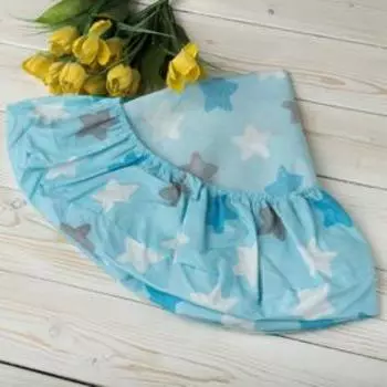 Комплект круглых простыней на резинке, размер 75х75х12 см, принт прянички, цвет голубой - 2 шт