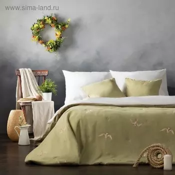 Комплект «Либерти»: покрывало 160 х 220 см, наволочка 40 х 40 см - 2 шт, цвет зелёный