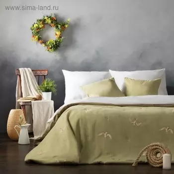 Комплект «Либерти»: покрывало 230 х 250 см, наволочки 45 х 45 см - 2 шт, зелёный
