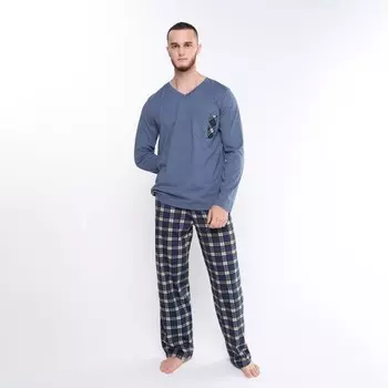 Комплект (лонгслив,брюки) мужской, цвет тёмно-синий, размер 58