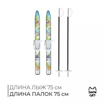 Комплект лыжный детский Snow Cat: лыжи 75 см, палки 75 см