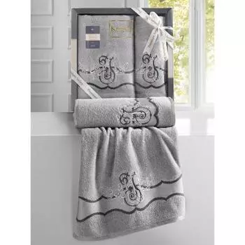Комплект махровых полотенец Adven, размер 50x90 см, 70x140 см, цвет светло-серый
