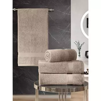 Комплект махровых полотенец Arel, размер 50x100 см - 2 шт, 70x140 см - 2 шт, цвет капучино