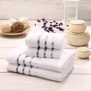 Комплект махровых полотенец Bale, размер 50 х 80 - 2 шт, 70 х 140 - 2 шт, белый