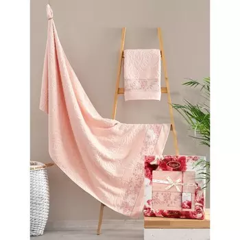 Комплект махровых полотенец KARNA MARSELLA, размер 50x90 см - 2 шт, 70х140 см- 2 шт, цвет абрикосов