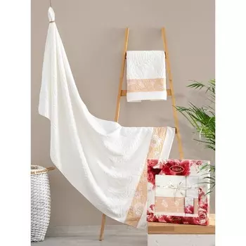 Комплект махровых полотенец KARNA MARSELLA, размер 50x90 см - 2 шт, 70х140 см- 2 шт, цвет кремовый