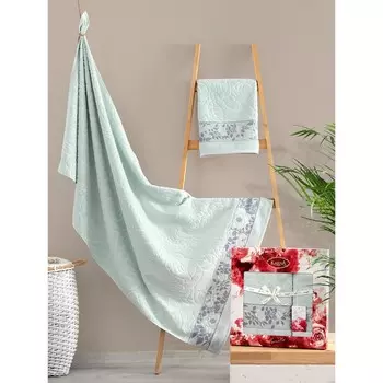 Комплект махровых полотенец KARNA MARSELLA, размер 50x90 см - 2 шт, 70х140 см- 2 шт, цвет ментол