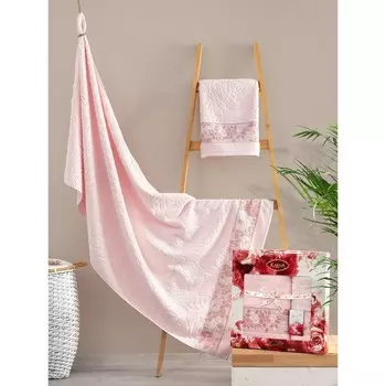 Комплект махровых полотенец KARNA MARSELLA, размер 50x90 см - 2 шт, 70х140 см- 2 шт, цвет пудра 9