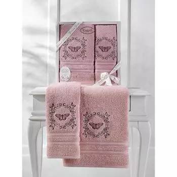 Комплект махровых полотенец Maria, размер 50x90 см, 70x140 см, цвет грязно-розовый