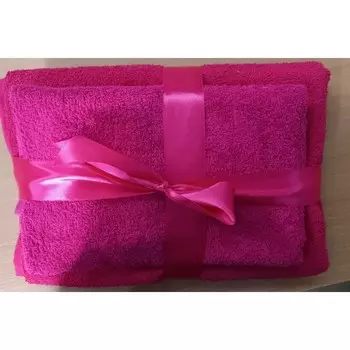 Комплект махровых полотенец, размер 50x85 см, 70x130 см, цвет малиновый