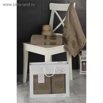 Комплект махровых полотенец «Rebeka», размер 50 х 90 см - 1 шт., 70 х 140 см - 1 шт., кофейный