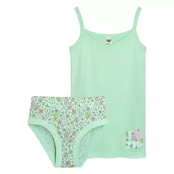 Комплект: майка и трусы для девочки, рост 140 см, цвет мятный