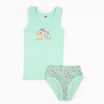 Комплект: майка и трусы для девочки, рост 98-104 см, цвет мятный