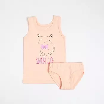 Комплект (майка/трусики) для девочки, цвет персиковый, рост 116 см