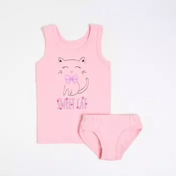 Комплект (майка/трусики) для девочки, цвет розовый, рост 110 см