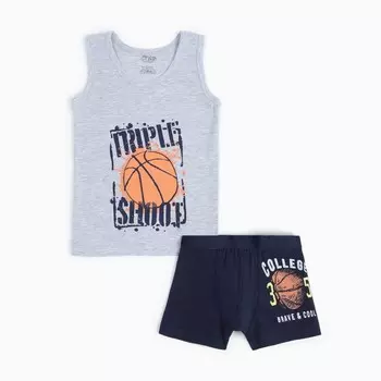 Комплект (майка/трусы-боксеры) для мальчика, цвет тёмно-синий, рост 110-116см