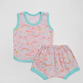 Комплект (майка,трусы), цвет детский, цвет розовый/радуга, рост 86