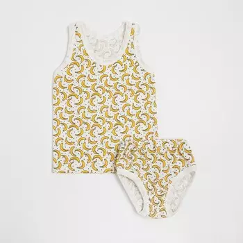 Комплект (майка,трусы) детский, цвет белый/бананы, рост 86 см