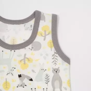 Комплект (майка/трусы) детский цвет молочный/звери, рост 68