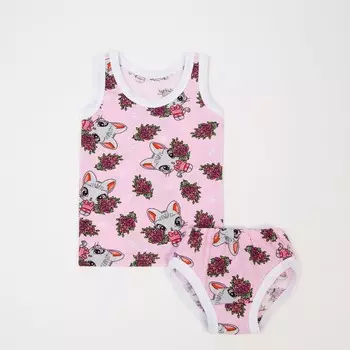 Комплект (майка,трусы) детский, цвет розовый/кошечки, рост 92 см