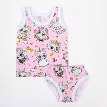 Комплект (майка,трусы) детский, цвет розовый, рост 92 см