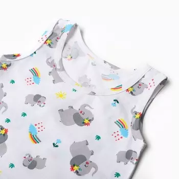 Комплект (майка, трусы) для девочки, цвет белый/слоники, рост 80-86 см