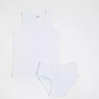 Комплект (майка, трусы) для девочки, цвет белый, рост 110 см