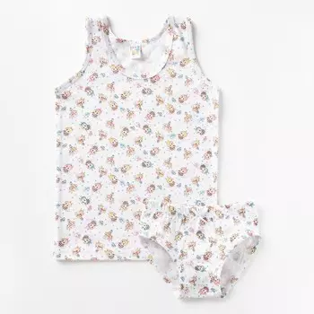 Комплект (майка, трусы) для девочки, цвет белый, рост 122