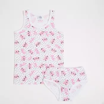 Комплект (майка, трусы) для девочки, цвет белый, рост 98 см