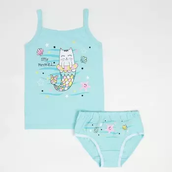 Комплект (майка/трусы) для девочки, цвет голубой, рост 86/92