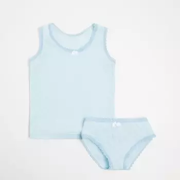 Комплект (майка, трусы) для девочки, цвет голубой, рост 86 см