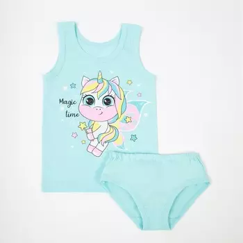 Комплект (майка/трусы) для девочки, цвет мята, рост 122