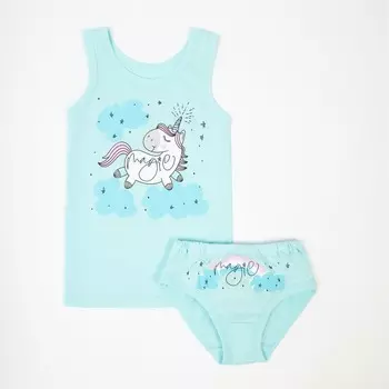 Комплект (майка/трусы) для девочки, цвет мята, рост 128