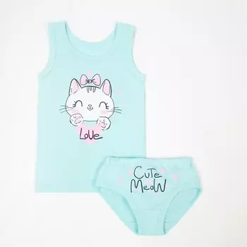 Комплект (майка/трусы) для девочки, цвет мята, рост 92