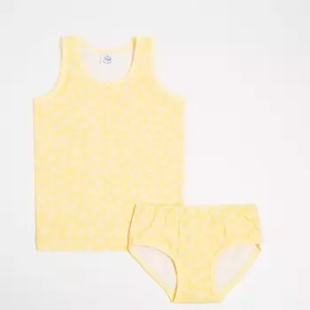 Комплект (майка, трусы) для девочки, цвет жёлтый, рост 122 см