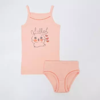 Комплект (майка+трусы) для девочки К671-7046, цвет св.бежевый, рост 104 см (56)