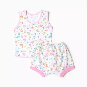 Комплект (майка, трусы на подгузник) детский, цвет белый/совушки, рост 74 см