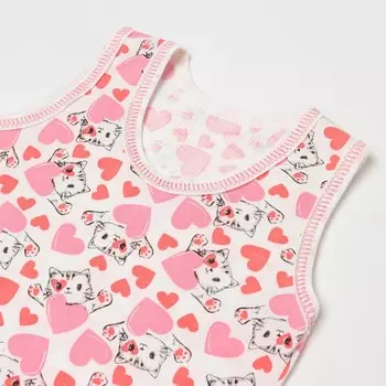 Комплект (майка,трусы на подгузник) детский, цвет белый/кошки, рост 86 см