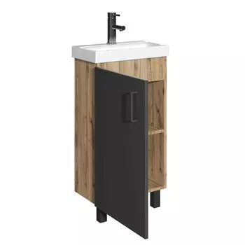 Комплект мебели для ванной «Домино. Craft. Фостер 45», без ящика, цвет графит/дуб вотан