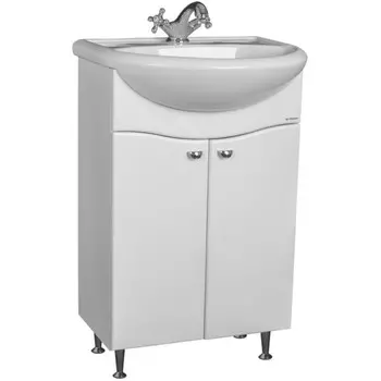 Комплект мебели для ванной «Айсберг. Волна. Уют 50», правый, без ящика, цвет белый