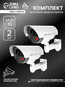 Комплект муляжей уличной видеокамеры Luazon VM-2, две камеры, с индикатором, 2хАА (не в комплекте), серый
